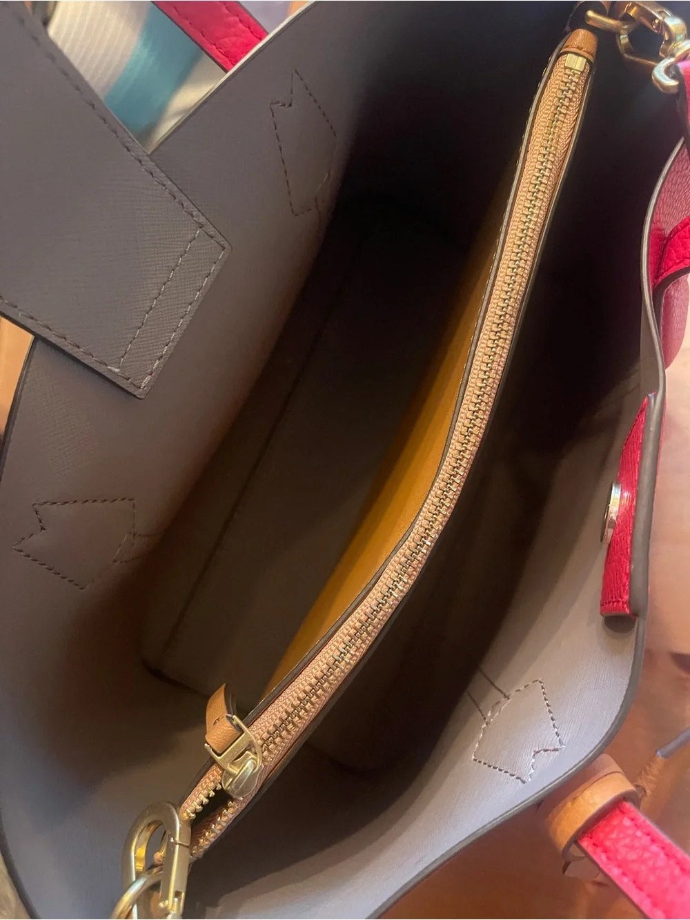 Tory Burch Perry Small Red Leather Tote Detachable Strap Crossbody